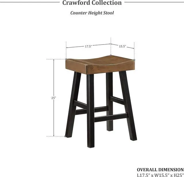 Alt view image 5 of 7 - Lexicon Saddle Bar Stools Set of 2 Barstools with Footrest, Armless Dining Chairs for Kitchen Island, Breakfast Nook, Living Room, Counter Height, Black/Brown