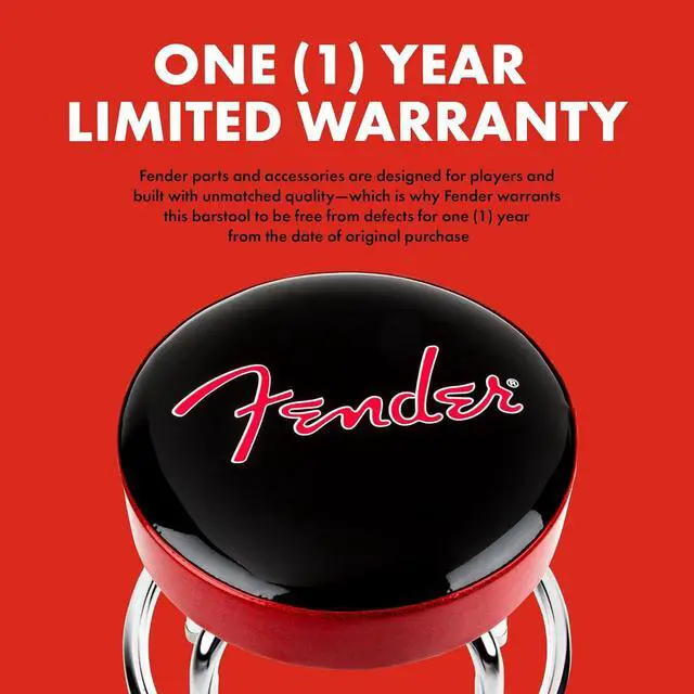 Alt view image 6 of 7 - Fender Red Sparkle Logo Swivel Barstool, Great Gifts for Dad, with 1 Year Limited Warranty, Simple Assembly, Black/Black, 30"
