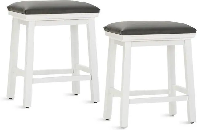Main image of ALPHA HOME 24 Inch Counter Height Bar Stools Set of 2, Modern Design, Upgraded Faux Leather Upholstery, Sturdy Wood Legs - Ideal for Kitchen Islands, Black