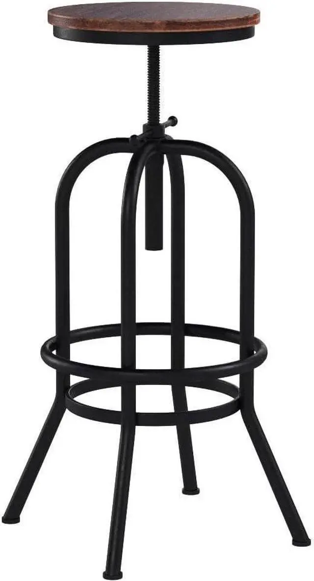 Alt view image 5 of 7 - 32 inch Vintage Industrial Bar Stool-Metal Wood Swivel Bar Stool-Retro Bar Height Stool-Counter Height Adjustable Kitchen Stools-Set of 2-Extra Tall Pub Height 26-32 Inch,Fully Welded(Black(2pcs))