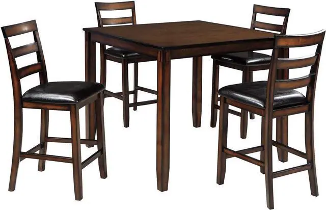 Main image of Signature Design by Ashley Coviar 5 Piece Counter Height Dining Set, Includes Table & 4 Barstools, Brown