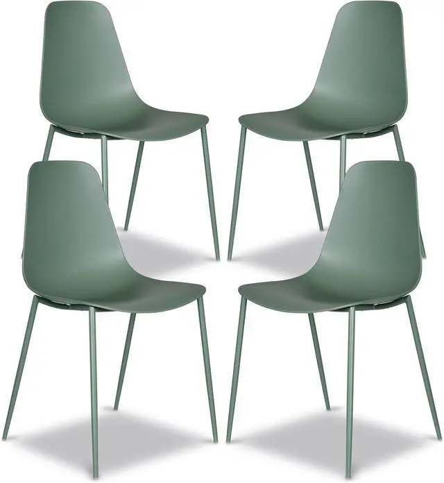 Main image of POLY & BARK Isla Modern Kitchen Chairs Set of 4 - Plastic Dining Chair with Metal Legs - Quick Assembly Simple Cafe Chairs Plastic for Indoor or Outdoor - Pistachio Green