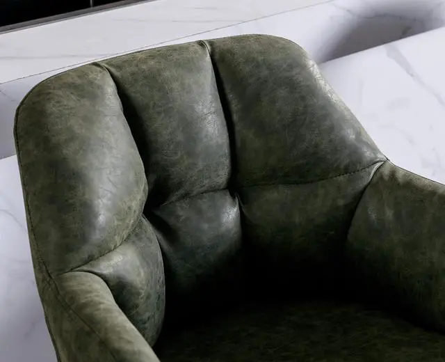 Alt view image 6 of 7 - EALSON Modern Bar Stools Set of 2 Bar Height Barstools with Back and Arms High Bar Chairs with Metal Footrest Leather Upholstered Island Chairs for Kitchen Counter/Home Bar/Dining Room, Green