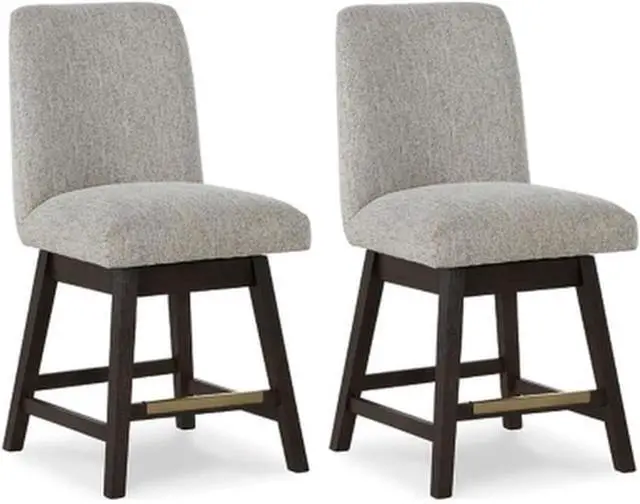 Main image of Signature Design by Ashley Burkhaus Urban Counter Height Upholstered Swivel Bar Stool with Footrest, Set of 2, Beige & Dark Brown