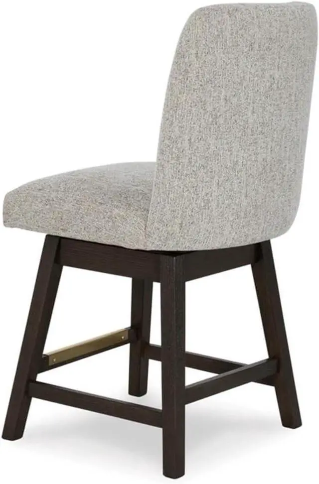 Alt view image 3 of 6 - Signature Design by Ashley Burkhaus Urban Counter Height Upholstered Swivel Bar Stool with Footrest, Set of 2, Beige & Dark Brown