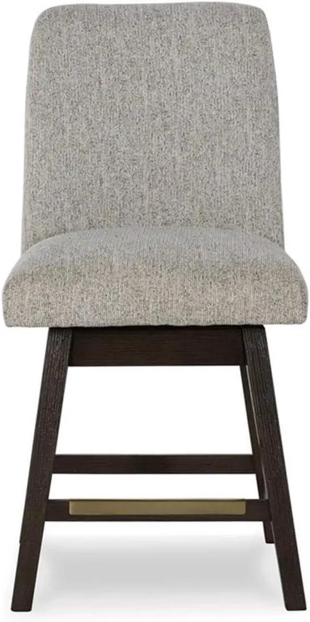 Alt view image 5 of 6 - Signature Design by Ashley Burkhaus Urban Counter Height Upholstered Swivel Bar Stool with Footrest, Set of 2, Beige & Dark Brown