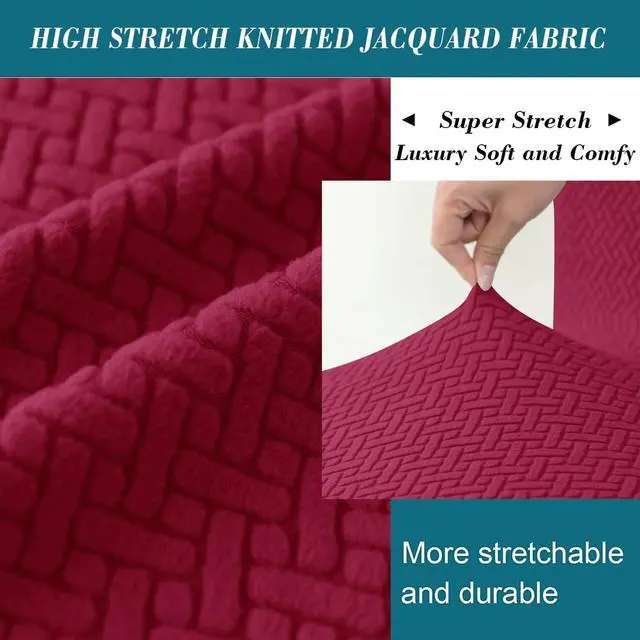Alt view image 3 of 7 - HFCNMY Bar Stool Covers,4 Pack Stretch Bar Stool Covers with Backs Jacquard Bar Stool Chair Covers Barstool Covers Slipcovers with Back Pub Counter Stool Chair Covers with Elastic Bands Red