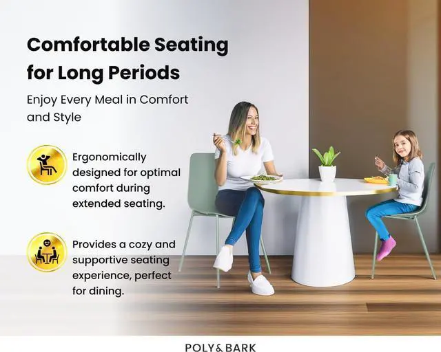 Alt view image 6 of 7 - POLY & BARK Isla Modern Kitchen Chairs Set of 4 - Plastic Dining Chair with Metal Legs - Quick Assembly Simple Cafe Chairs Plastic for Indoor or Outdoor - Pistachio Green