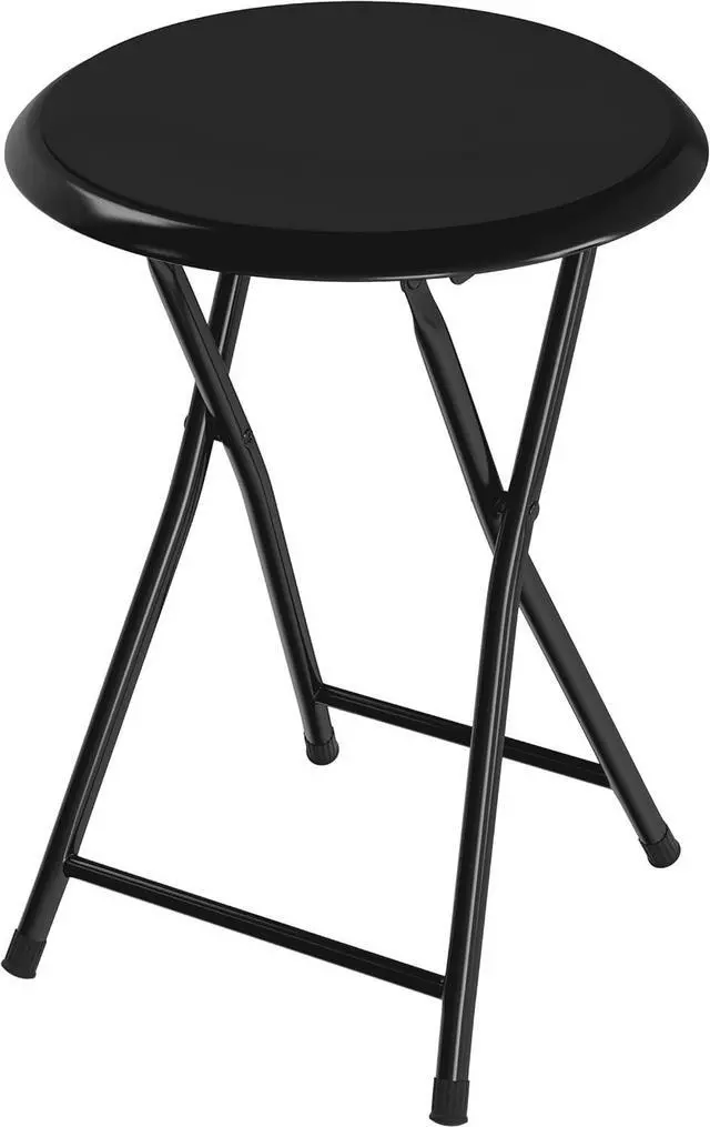 Main image of Folding Stool - Backless 18-Inch Stool with 225lb Capacity for Kitchen or Rec Room - Portable Indoor Counter Bar Stools by Lavish Home (Black)