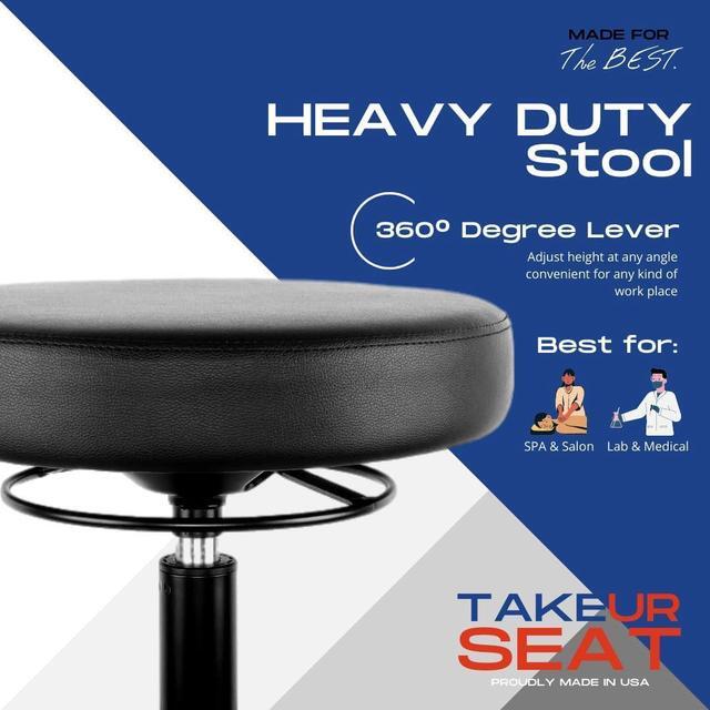 Alt view image 3 of 5 - TAKE UR SEAT® 15" Table Height Adjustable Round Seat Stool Heavy Duty Built and Shipped Within 24 Hours, Spa, Medical, Lab, Black (Self-Braking Caster)
