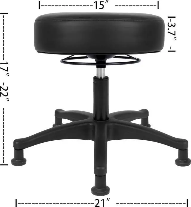 Alt view image 6 of 6 - TAKE UR SEAT®15" Table Height Adjustable Round Seat Stool Heavy Duty Built and Shipped Within 24 Hours, Spa, Medical, Lab, Black (Glide)