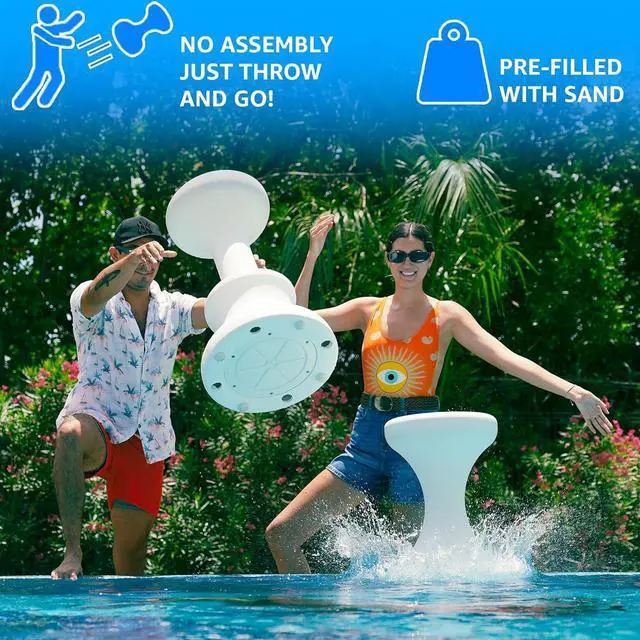 Alt view image 4 of 6 - DUNNRITE Products USA Made Pre-Weighted Pool Stools for Underwater Use, Make The Perfect Pool Bar Scene with This 20 Inch Submersible Pool Barstool