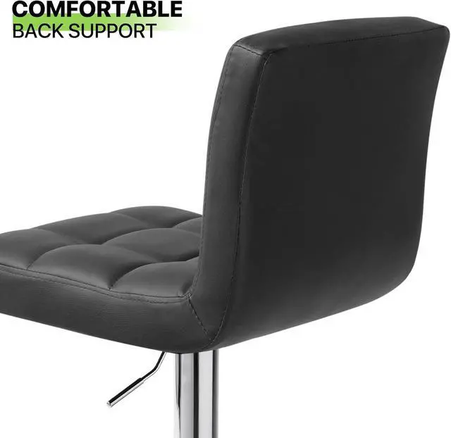 Alt view image 4 of 7 - Magshion Bar Stools Set of 4, PU Leather Counter Height Barstools Armless Adjustable Swivel Bar Chairs with High Back for Home Kitchen Pub, Black
