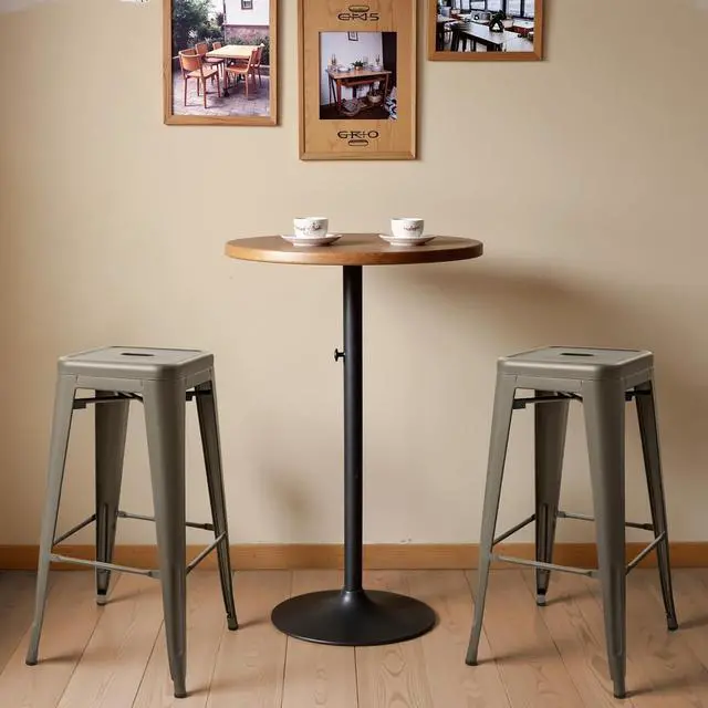 Alt view image 2 of 7 - Furmax 30 Inches Metal Bar Stools Bar Height High Backless Stools Indoor Outdoor Stackable Kitchen Stools Set of 4 (Gun)