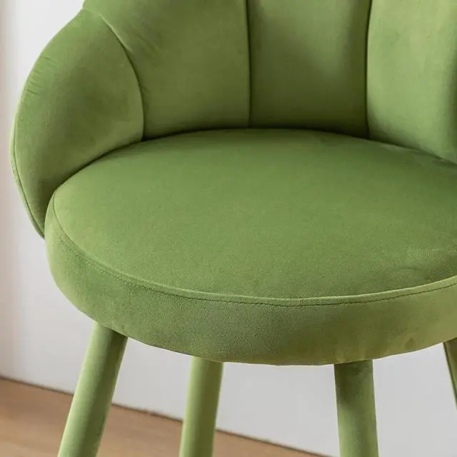 Alt view image 6 of 7 - Velvet Counter Stools Set of 4 Modern 25.5" Counter Height Barstool with Petal Back & Gold Metal Ring Footrest Comfy Upholstered Bar Chairs for Home Bar/Kitchen Island/Restaurant, Olive