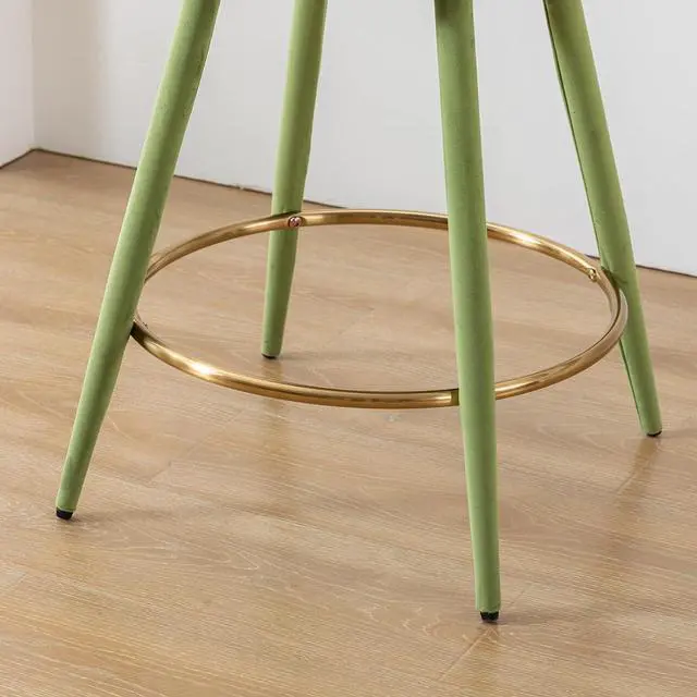 Alt view image 7 of 7 - Velvet Counter Stools Set of 4 Modern 25.5" Counter Height Barstool with Petal Back & Gold Metal Ring Footrest Comfy Upholstered Bar Chairs for Home Bar/Kitchen Island/Restaurant, Olive