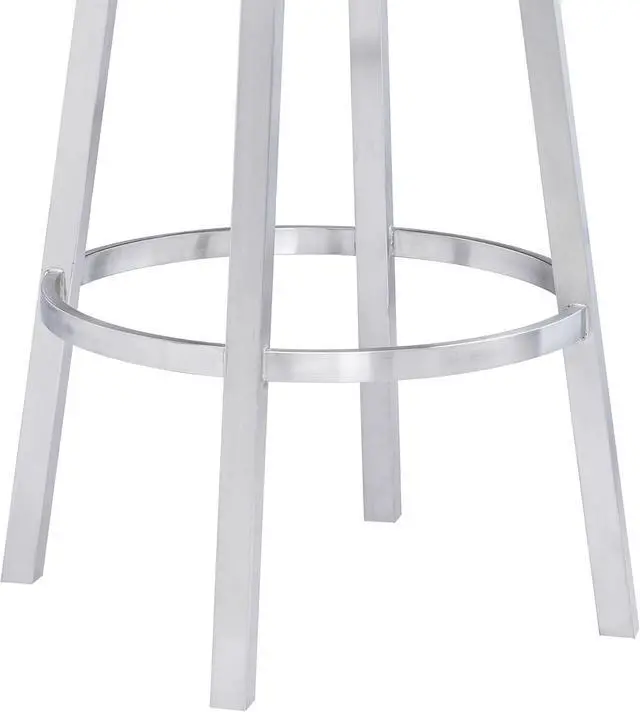 Alt view image 7 of 7 - Armen Living Madrid 26" Counter Height Swivel Modern Gray Faux Leather and Brushed Stainless Steel Bar Stool for Kitchen Island Counter