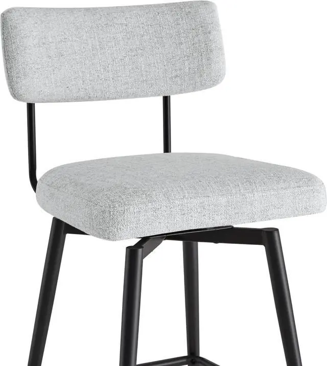 Alt view image 4 of 7 - Watson & Whitely Swivel Counter Height Bar Stool Chairs Set of 2, 27.4" Fabric Upholstered Counter Stools with Back and Metal Frame, White (Multi-Colored)