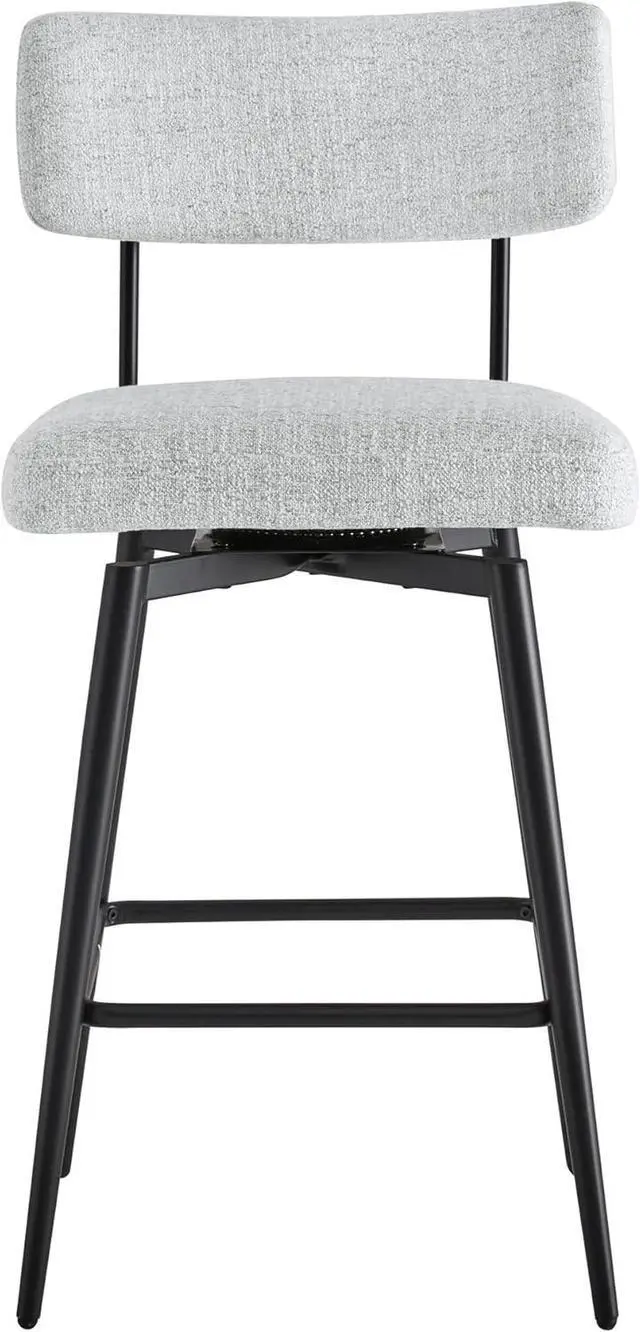 Alt view image 6 of 7 - Watson & Whitely Swivel Counter Height Bar Stool Chairs Set of 2, 27.4" Fabric Upholstered Counter Stools with Back and Metal Frame, White (Multi-Colored)