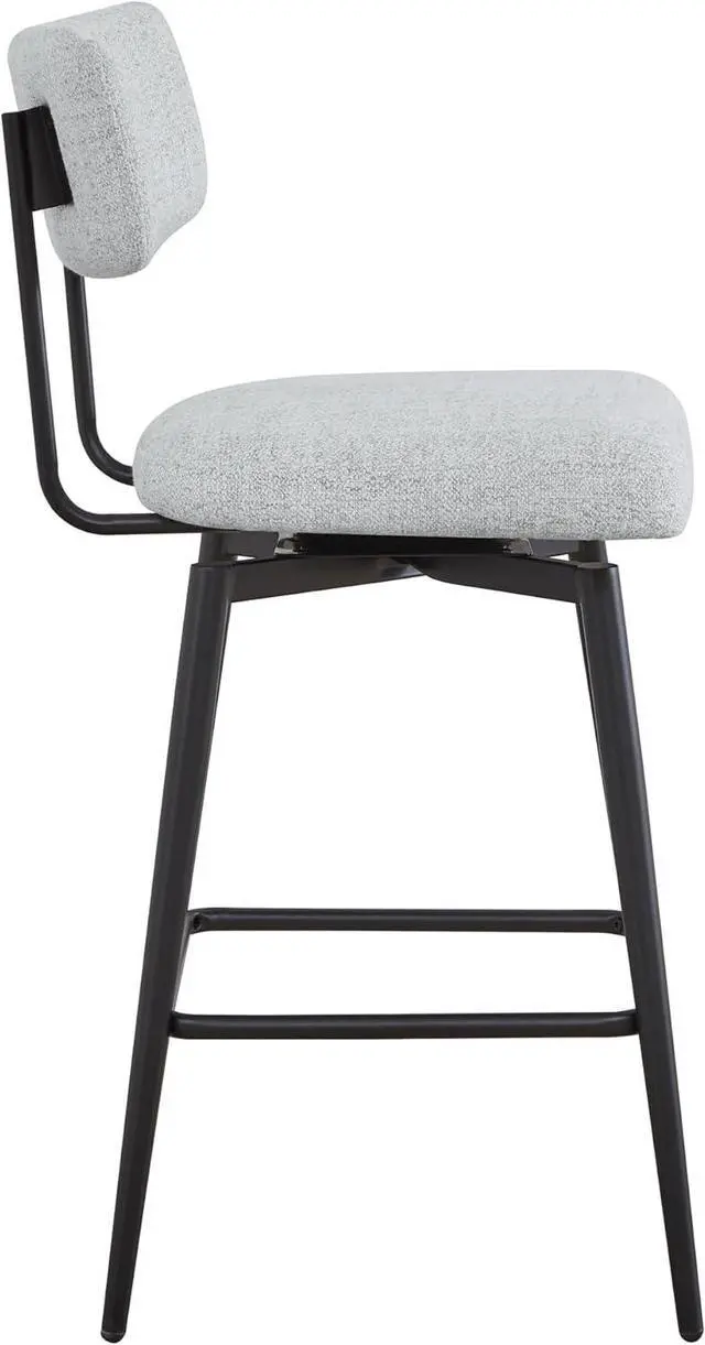 Alt view image 7 of 7 - Watson & Whitely Swivel Counter Height Bar Stool Chairs Set of 2, 27.4" Fabric Upholstered Counter Stools with Back and Metal Frame, White (Multi-Colored)