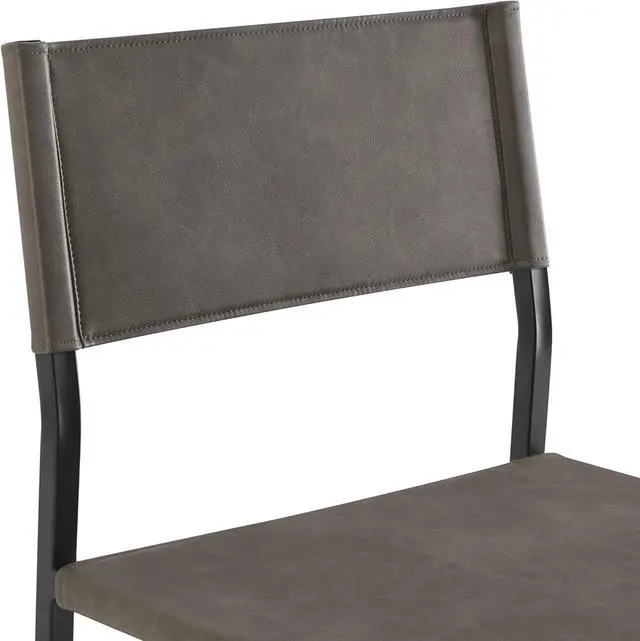Alt view image 4 of 7 - Watson & Whitely Faux Leather Counter Height Bar Stools Set of 2, Sling Armless Kitchen Barstools with Back and Metal Frame, 24" H Seat Height Counter Chairs, Grey