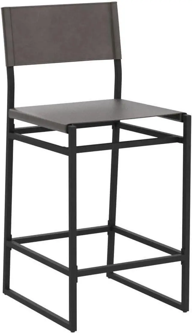 Alt view image 5 of 7 - Watson & Whitely Faux Leather Counter Height Bar Stools Set of 2, Sling Armless Kitchen Barstools with Back and Metal Frame, 24" H Seat Height Counter Chairs, Grey