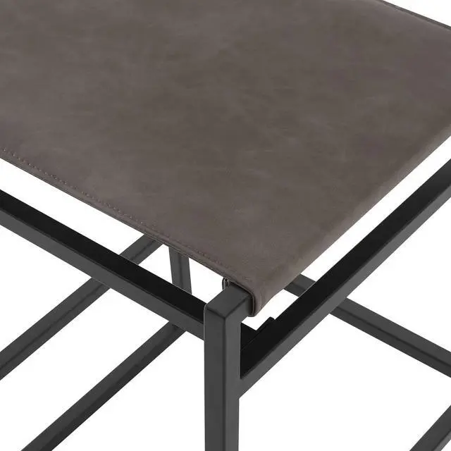 Alt view image 6 of 7 - Watson & Whitely Faux Leather Counter Height Bar Stools Set of 2, Sling Armless Kitchen Barstools with Back and Metal Frame, 24" H Seat Height Counter Chairs, Grey