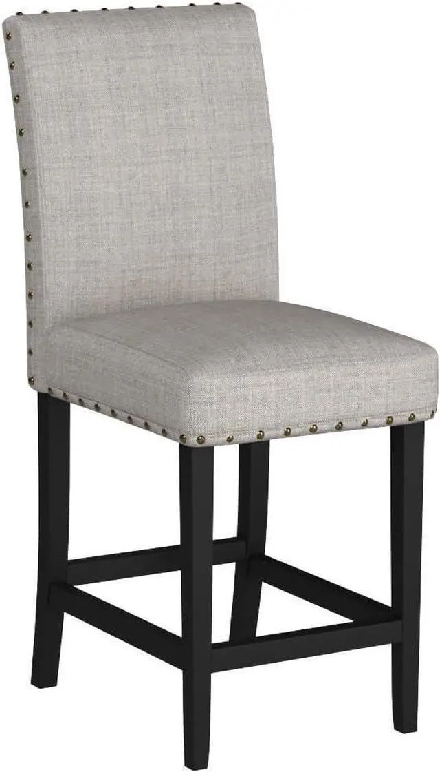 Alt view image 5 of 6 - Biony Tan Fabric Counter Height Stools with Nailhead Trim, Set of 2