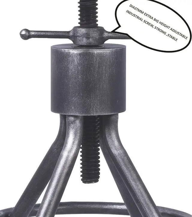 Alt view image 4 of 7 - Diwhy Industrial Vintage Bar Stool,Kitchen Counter Height Adjustable Pipe Stool,Cast Iron Stool,Swivel Bar Stool with Backrest,Metal Stool,Silver,Fully Welded Set of 2 Brown Wood Seat
