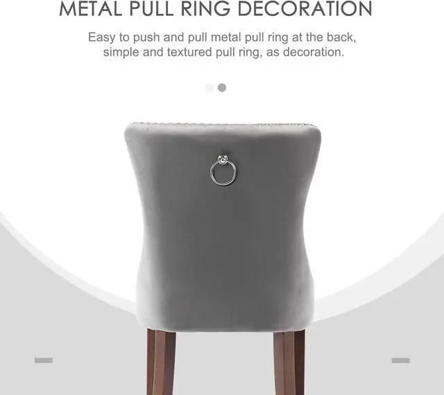 Alt view image 5 of 7 - Virabit Counter Height Bar Stools Set of 4, 27" Farmhouse Barstools with Button Back and Nailhead Trim, Velvet Bar Stools with Kitchen Island, Pub (Grey)