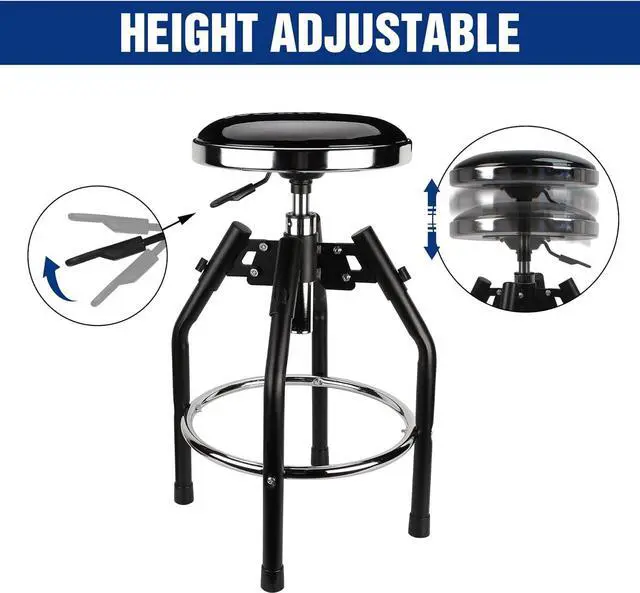 Alt view image 4 of 7 - WORKPRO Heavy Duty Adjustable Hydraulic Shop Stool,Garage Bar Stool, 29in to 33.86in, 330-Pound Capacity, Black