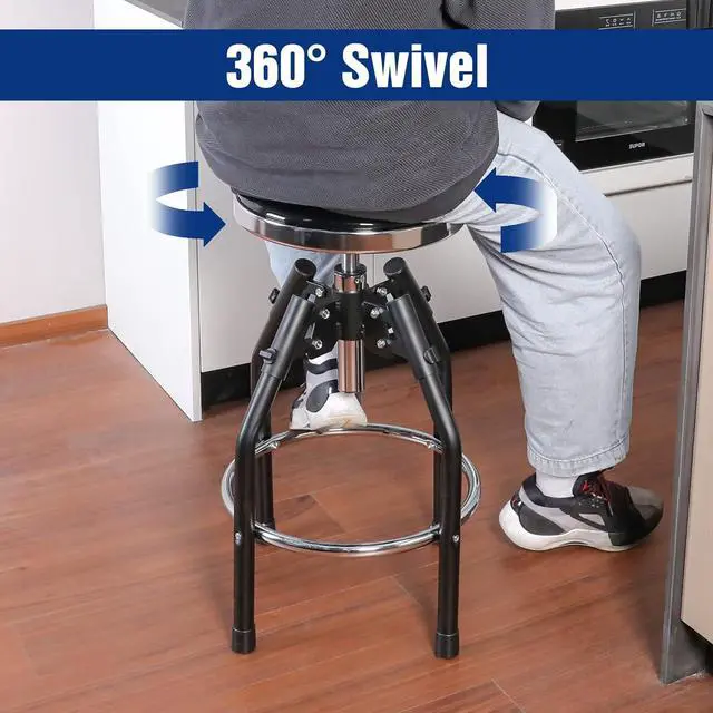 Alt view image 6 of 7 - WORKPRO Heavy Duty Adjustable Hydraulic Shop Stool,Garage Bar Stool, 29in to 33.86in, 330-Pound Capacity, Black