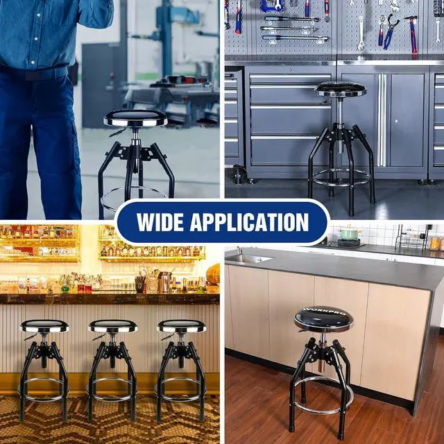 Alt view image 7 of 7 - WORKPRO Heavy Duty Adjustable Hydraulic Shop Stool,Garage Bar Stool, 29in to 33.86in, 330-Pound Capacity, Black