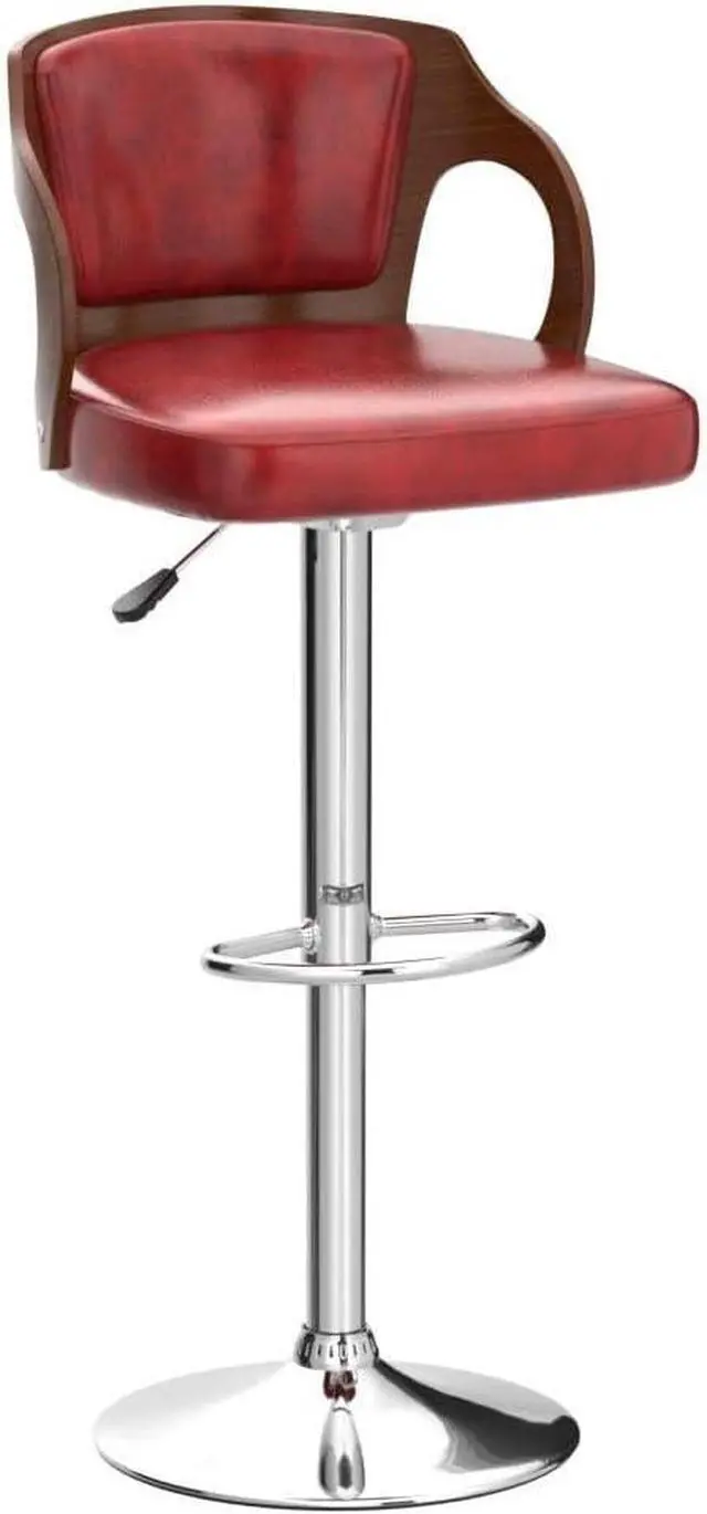 Alt view image 5 of 7 - BestOffice Set of 2 Barstools Height Adjustable Counter Stools Modern Bar Stool Beech Bar Chairs Swivel Bar Stool PU Leather Hydraulic Dining Room Chairs Home Kitchen Dining Room Stools