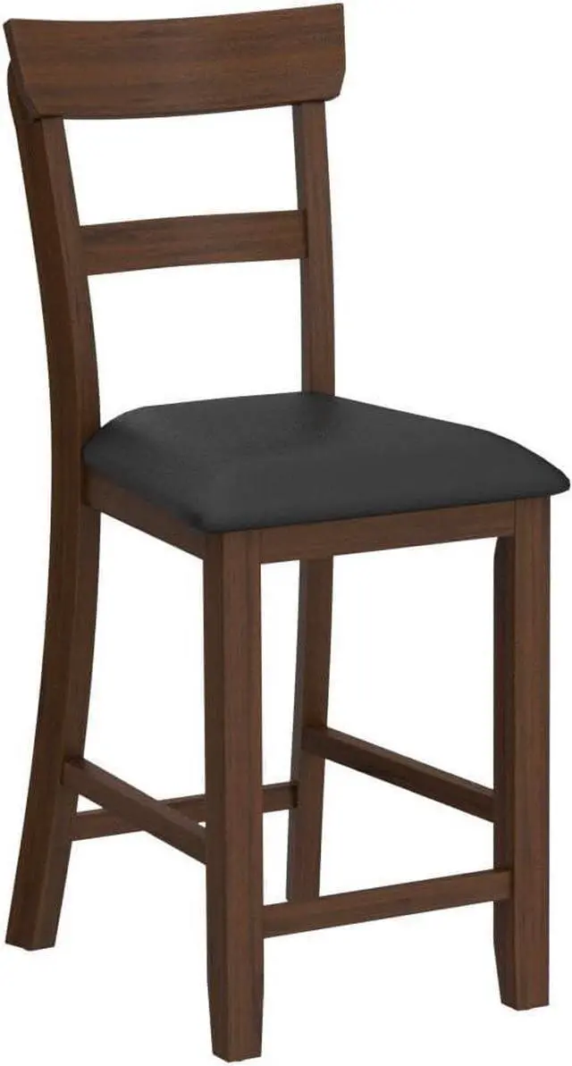 Alt view image 5 of 7 - COSTWAY Barstools Set of 4, 25.5-Inch Counter Height Chair with Backrest, Foam-Padded Cushion, Rubber Wood Legs, Wooden Vintage Dining Chair for Bistro, Living Room, Kitchen, Brown and Black