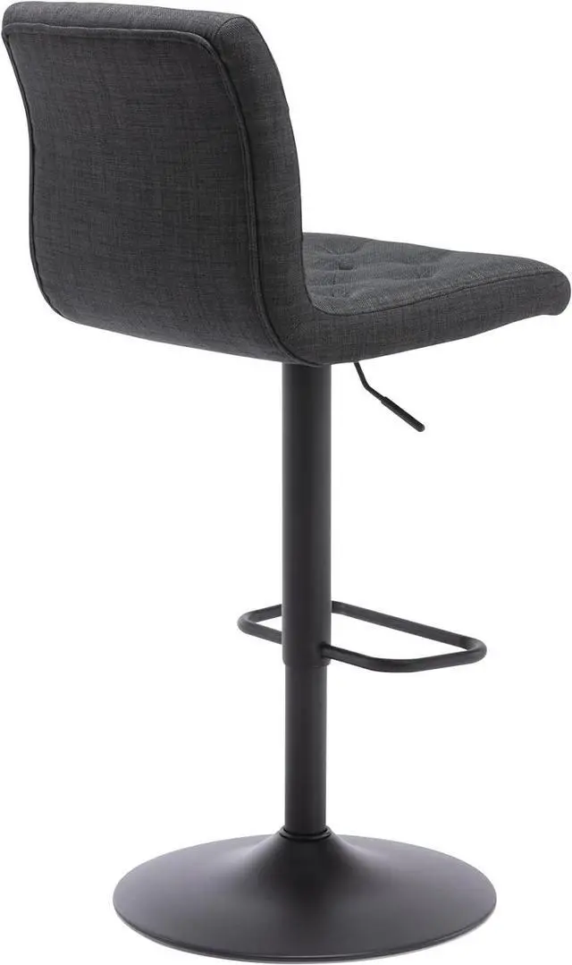 Alt view image 7 of 7 - Brage Living Tufted Fabric Bar Stools Set of 2, Adjustable Swivel Counter Height Barstools with Back, Upholstered Armless Airlift Bar Chairs for Kitchen Dining Cafe (Charcoal Black, Black Base)