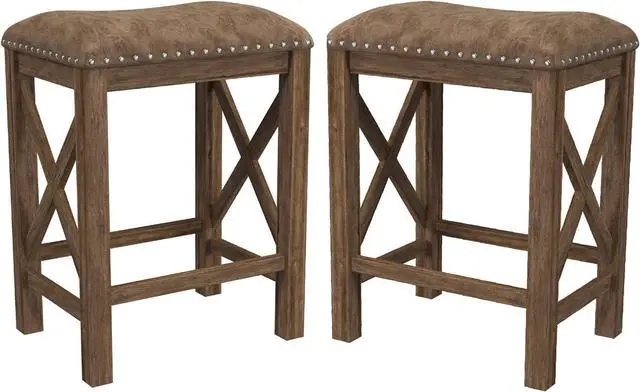 Main image of Hillsdale Furniture Willow Bend Stationary Backless Counter Height Stools, Set of 2, Antique Brown Walnut