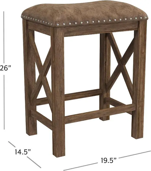 Alt view image 3 of 7 - Hillsdale Furniture Willow Bend Stationary Backless Counter Height Stools, Set of 2, Antique Brown Walnut