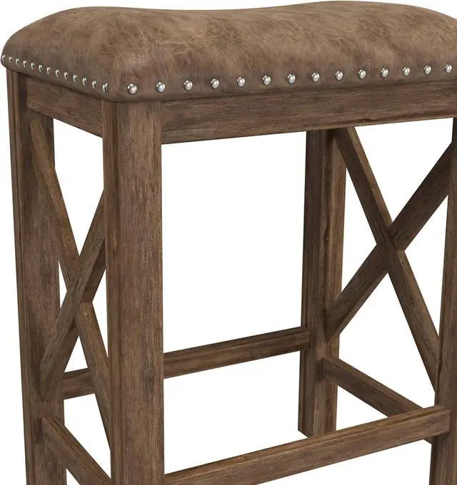 Alt view image 5 of 7 - Hillsdale Furniture Willow Bend Stationary Backless Counter Height Stools, Set of 2, Antique Brown Walnut