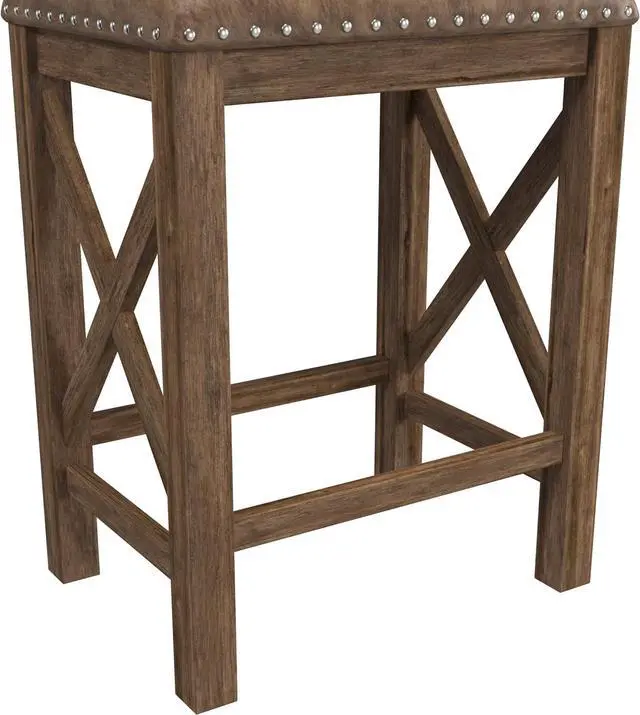 Alt view image 6 of 7 - Hillsdale Furniture Willow Bend Stationary Backless Counter Height Stools, Set of 2, Antique Brown Walnut