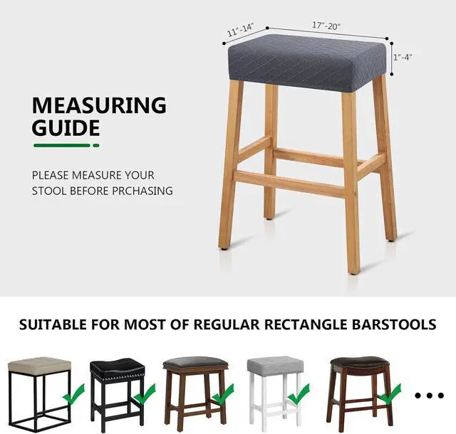 Alt view image 3 of 7 - Stool Covers Rectangle - 2 Pack Stretch Waterproof Saddle Seat Cover Counter Bar Stools Bar Chairs Covers Kitchen Island Chairs Cushion Protector