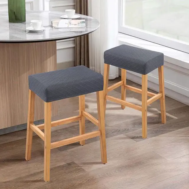 Alt view image 6 of 7 - Stool Covers Rectangle - 2 Pack Stretch Waterproof Saddle Seat Cover Counter Bar Stools Bar Chairs Covers Kitchen Island Chairs Cushion Protector