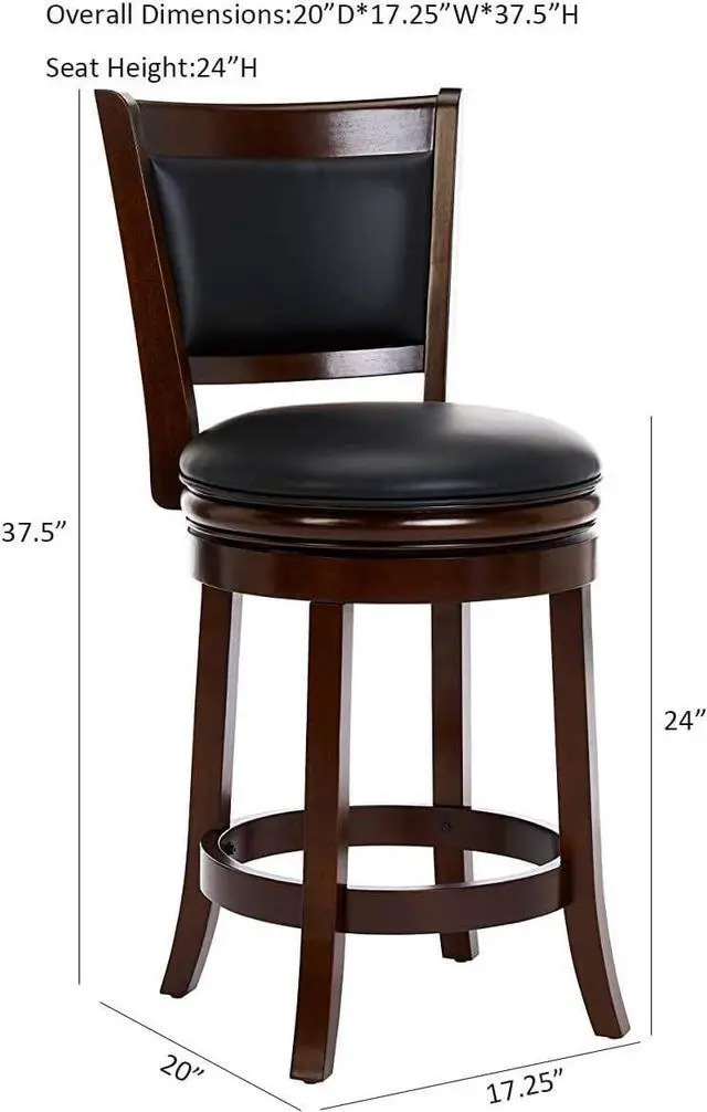 Alt view image 3 of 7 - Ball & Cast Swivel Counter Height Barstool 24 Inch Seat Height Cappuccino Set of 2