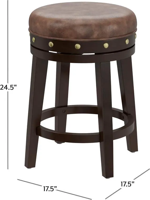 Alt view image 3 of 7 - Hillsdale Benard Backless Swivel Counter Stool Height, Brown