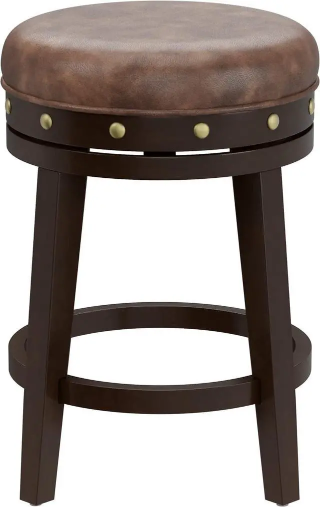 Alt view image 7 of 7 - Hillsdale Benard Backless Swivel Counter Stool Height, Brown