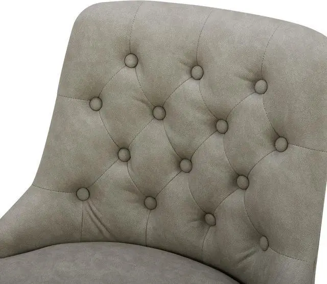 Alt view image 5 of 7 - Watson & Whitely Modern Swivel Bar Stools, Faux Leather Upholstered Counter Height Bar Stools with Back, Solid Wood Legs, 26" H Seat, Set of 2, Stone Grey