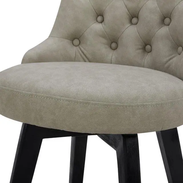 Alt view image 6 of 7 - Watson & Whitely Modern Swivel Bar Stools, Faux Leather Upholstered Counter Height Bar Stools with Back, Solid Wood Legs, 26" H Seat, Set of 2, Stone Grey