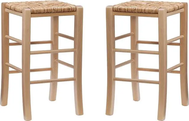 Main image of Linon Augustus Natural Backless Counter Stool with Woven Seagrass Seat, Set of 2