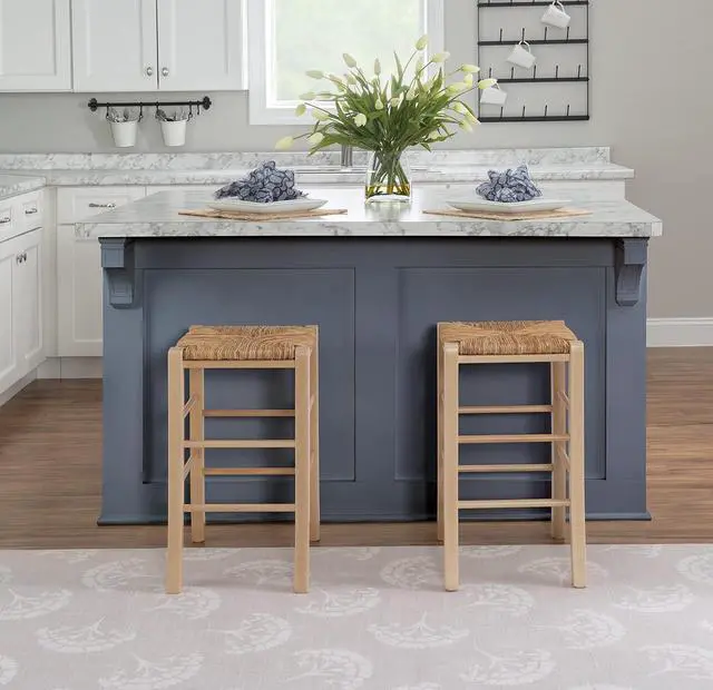 Alt view image 2 of 7 - Linon Augustus Natural Backless Counter Stool with Woven Seagrass Seat, Set of 2