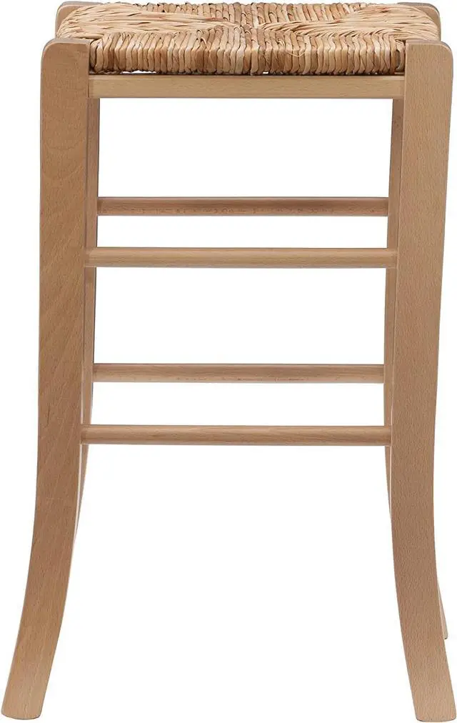 Alt view image 5 of 7 - Linon Augustus Natural Backless Counter Stool with Woven Seagrass Seat, Set of 2